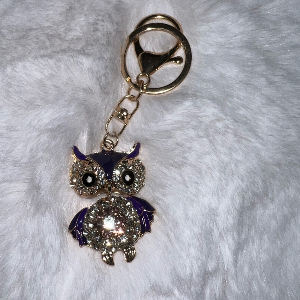 4/$10 Bundle Sale: Lovely Owl Rhinestone Crystal Keyring